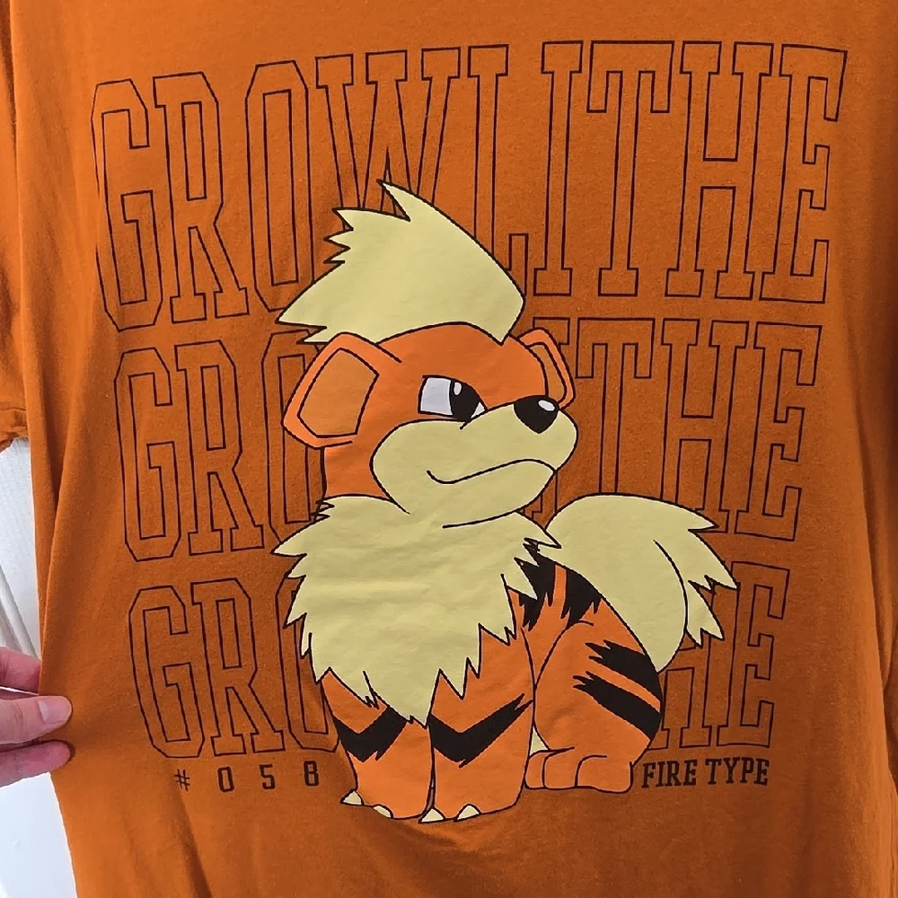 Pokemon Orange Short Sleeve Tee with Growlithe Graphic Design - Picture 3 of 4